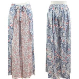No Boundaries Floral Wrap Pants Tie Size Jr. XL 15-17 Crinkle Rayon Boho.